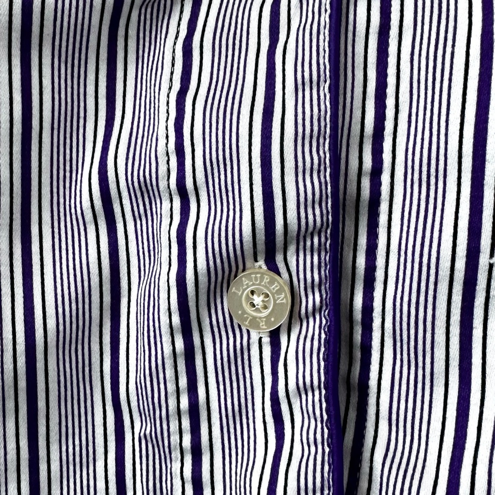VTG Lauren Ralph Lauren Purple Striped Shirt Casual Button Down Relaxed Fit-XS - Picture 4 of 7